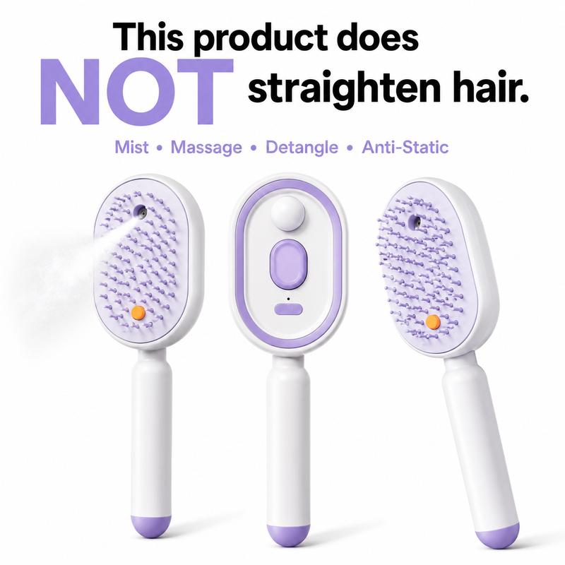 💖LAST DAY SALE ONLY £14.99!!💖ProGlide™🇬🇧 Scalp Massager Comb 💆♀️ – Self-Cleaning 🧼, Tangle-Free ✂️ & Frizz-Control Hair Brush with Soothing Mist Spray 💨✨ | Perfect for Dry, Brittle Hair 💧🌟