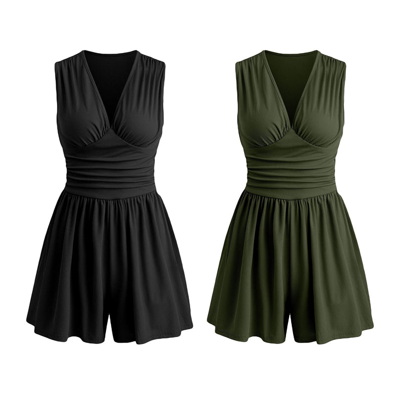 🏖️Summer Cool Deal: ONLY £15.99!!🌷👗Women's Sleeveless V-Neck Ruched Waist Romper