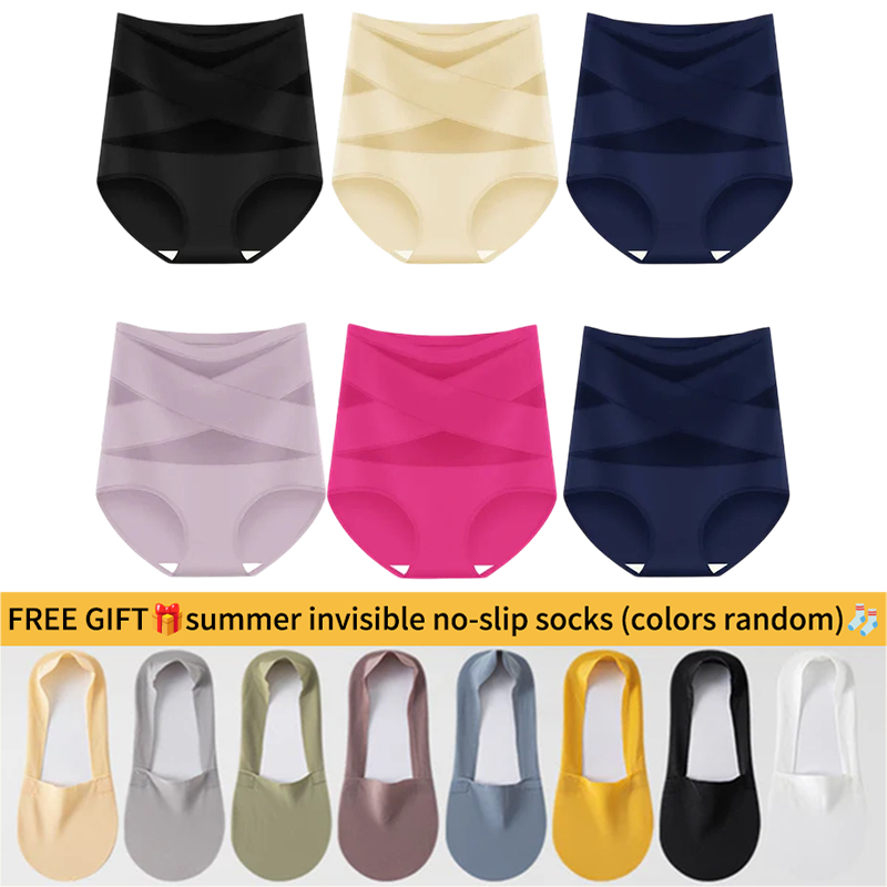 🌸Last Day-Buy 1 Get 3 Packs✨Plus-Size High-Waist Cross Tummy Control Panties