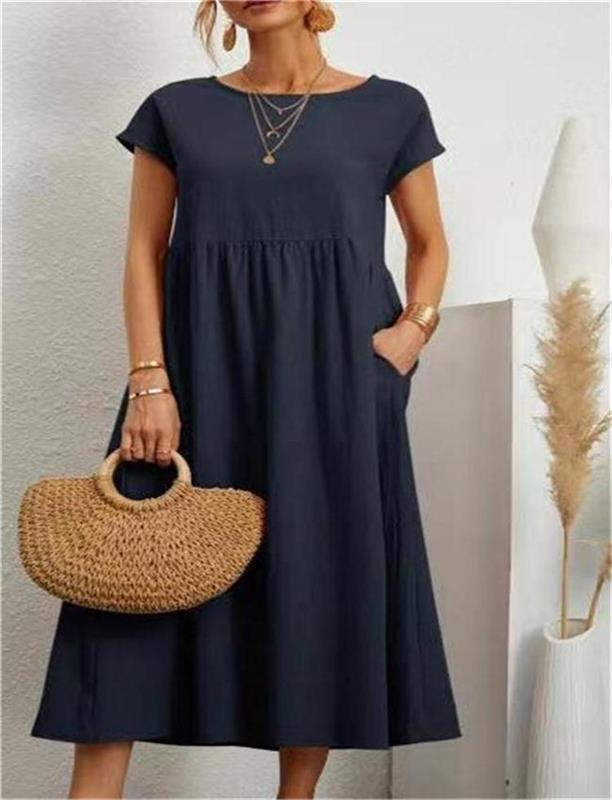 ⏳LAST DAY SALE ONLY ￡13.99!!💕LUMIÉRE 2026 NEW Women's Linen-Cotton Pocket Dress🌿 Effortless • Lightweight • Perfect for Summer Days ☀️