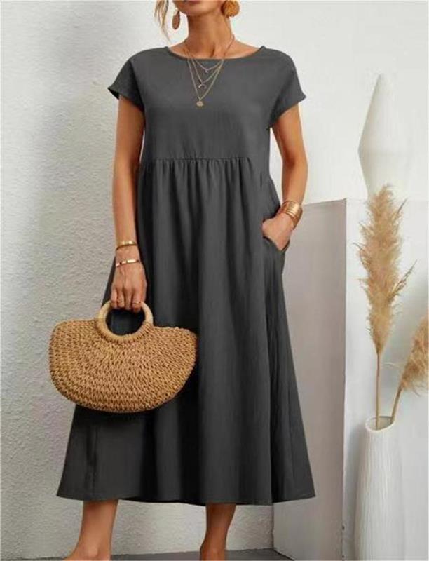 ⏳LAST DAY SALE ONLY ￡13.99!!💕LUMIÉRE 2026 NEW Women's Linen-Cotton Pocket Dress🌿 Effortless • Lightweight • Perfect for Summer Days ☀️