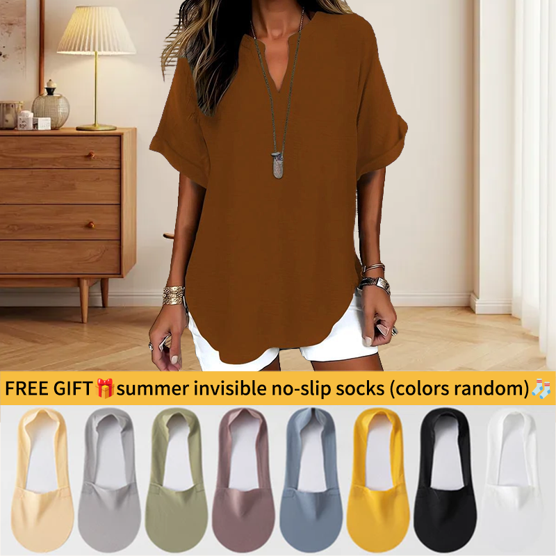 🔥LAST DAY SALE: ONLY ￡11.99!!✨👚Women's Plain Short Sleeve Blouse, Casual Solid Color Top for Daily Wear