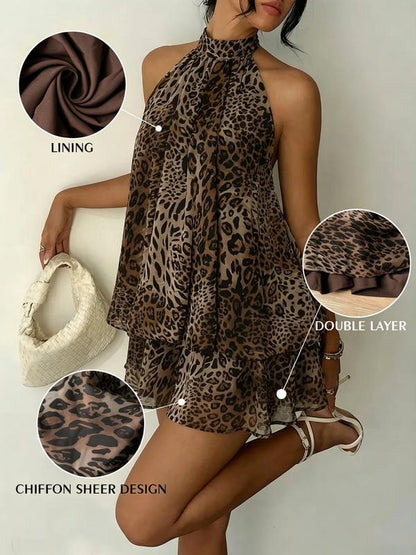 🔥LAST DAY SALE 49% OFF🔥Lumiére™ Women’s Halter Neck Mini Dress – Slim-Fit, Sleeveless & Tie-Back ✨ | Elegant Summer Dress
