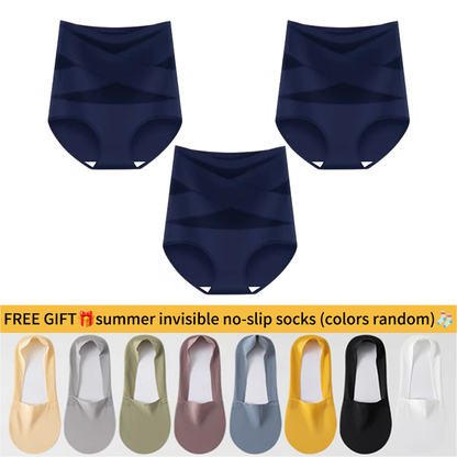 🌸Last Day-Buy 1 Get 3 Packs✨Plus-Size High-Waist Cross Tummy Control Panties