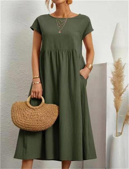 ⏳LAST DAY SALE ONLY ￡13.99!!💕LUMIÉRE 2026 NEW Women's Linen-Cotton Pocket Dress🌿 Effortless • Lightweight • Perfect for Summer Days ☀️