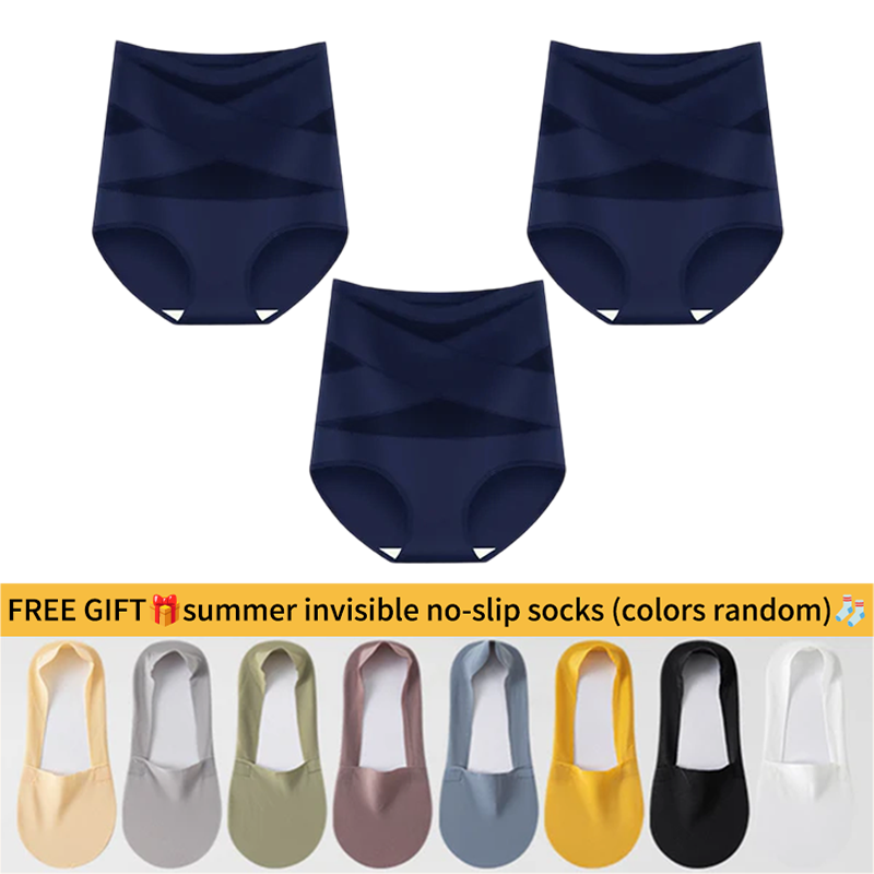 🌸Last Day-Buy 1 Get 3 Packs✨Plus-Size High-Waist Cross Tummy Control Panties