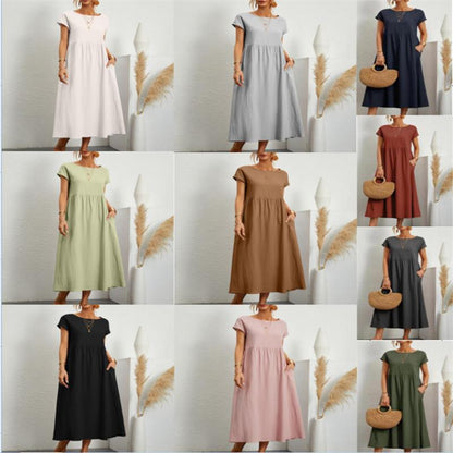 ⏳LAST DAY SALE ONLY ￡13.99!!💕LUMIÉRE 2026 NEW Women's Linen-Cotton Pocket Dress🌿 Effortless • Lightweight • Perfect for Summer Days ☀️