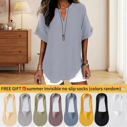 🔥LAST DAY SALE: ONLY ￡11.99!!✨👚Women's Plain Short Sleeve Blouse, Casual Solid Color Top for Daily Wear