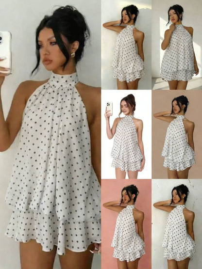 🔥LAST DAY SALE 49% OFF🔥Lumiére™ Women’s Halter Neck Mini Dress – Slim-Fit, Sleeveless & Tie-Back ✨ | Elegant Summer Dress