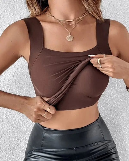 🏆🌟Last Day Special Price ￡8.99!!🎀Women's U Neck Shapewear Built-in Bra Tank High Strechy Sleeveless Slim Fit Tops Camisole