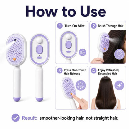 💖LAST DAY SALE ONLY ￡14.99!!💖ProGlide™🇬🇧 Scalp Massager Comb 💆‍♀️ – Self-Cleaning 🧼, Tangle-Free ✂️ & Frizz-Control Hair Brush with Soothing Mist Spray 💨✨ | Perfect for Dry, Brittle Hair 💧🌟