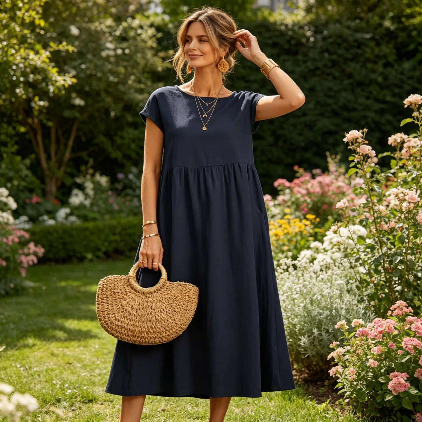 ⏳LAST DAY SALE ONLY ￡13.99!!💕LUMIÉRE 2026 NEW Women's Linen-Cotton Pocket Dress🌿 Effortless • Lightweight • Perfect for Summer Days ☀️