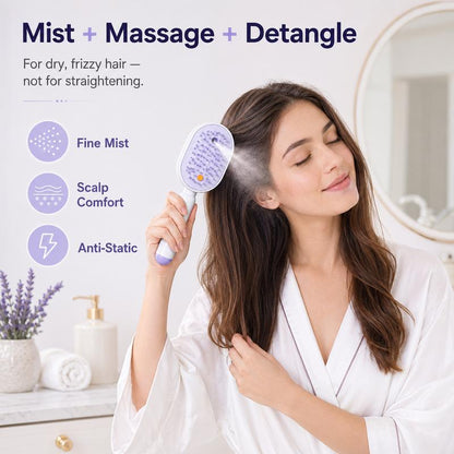 💖LAST DAY SALE ONLY ￡14.99!!💖ProGlide™🇬🇧 Scalp Massager Comb 💆‍♀️ – Self-Cleaning 🧼, Tangle-Free ✂️ & Frizz-Control Hair Brush with Soothing Mist Spray 💨✨ | Perfect for Dry, Brittle Hair 💧🌟