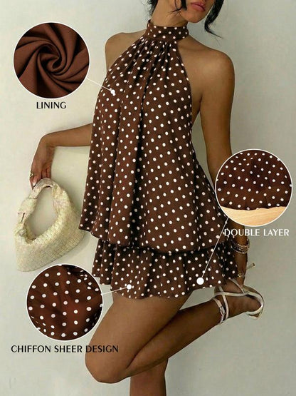 🔥LAST DAY SALE 49% OFF🔥Lumiére™ Women’s Halter Neck Mini Dress – Slim-Fit, Sleeveless & Tie-Back ✨ | Elegant Summer Dress