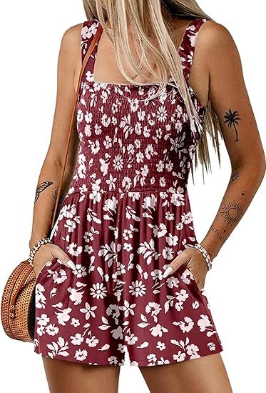 ⏰Hot Sale - 50% Off💃 Floral Print Sleeveless Shorts Jumpsuit with Pockets