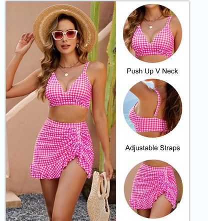 🔥LAST WEEK SALE 49% OFF💥Gingham High Waisted Tummy Control Bikini Sets👙