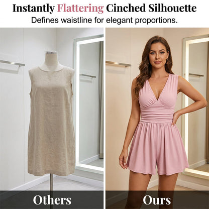 🏖️Summer Cool Deal: ONLY ￡15.99!!🌷👗Women's Sleeveless V-Neck Ruched Waist Romper