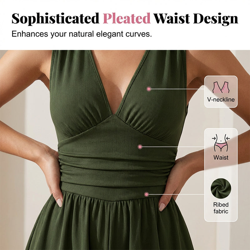🏖️Summer Cool Deal: ONLY ￡15.99!!🌷👗Women's Sleeveless V-Neck Ruched Waist Romper