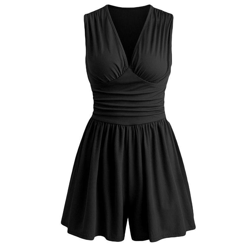 🏖️Summer Cool Deal: ONLY ￡15.99!!🌷👗Women's Sleeveless V-Neck Ruched Waist Romper