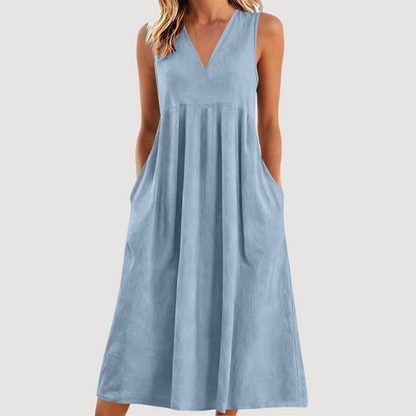 🌟Summer Cool Deal: 49% OFF!!🏖️Women's Casual V-Neck Sleeveless Midi Dress💃