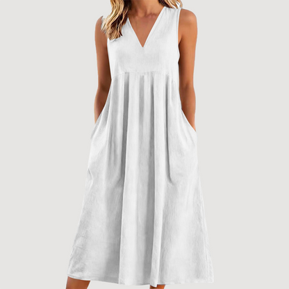 🌟Summer Cool Deal: 49% OFF!!🏖️Women's Casual V-Neck Sleeveless Midi Dress💃
