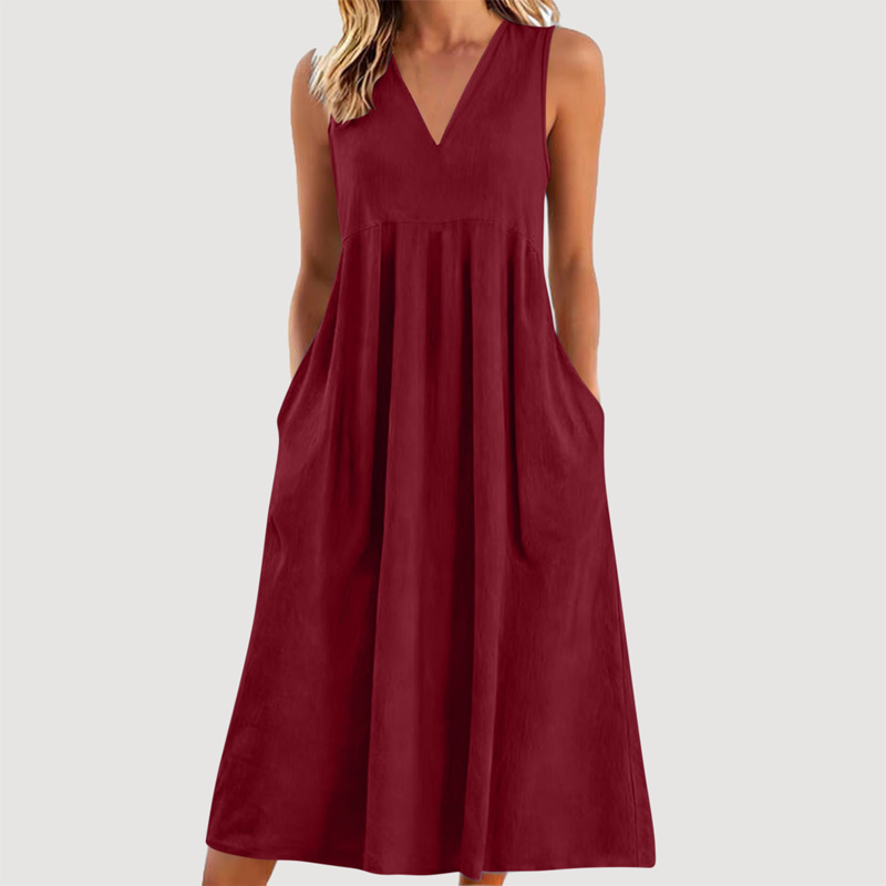 🌟Summer Cool Deal: 49% OFF!!🏖️Women's Casual V-Neck Sleeveless Midi Dress💃