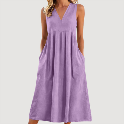🌟Summer Cool Deal: 49% OFF!!🏖️Women's Casual V-Neck Sleeveless Midi Dress💃
