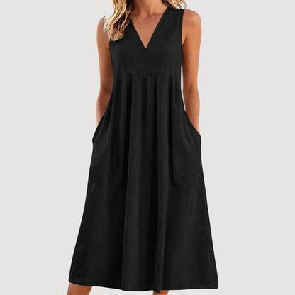 🌟Summer Cool Deal: 49% OFF!!🏖️Women's Casual V-Neck Sleeveless Midi Dress💃