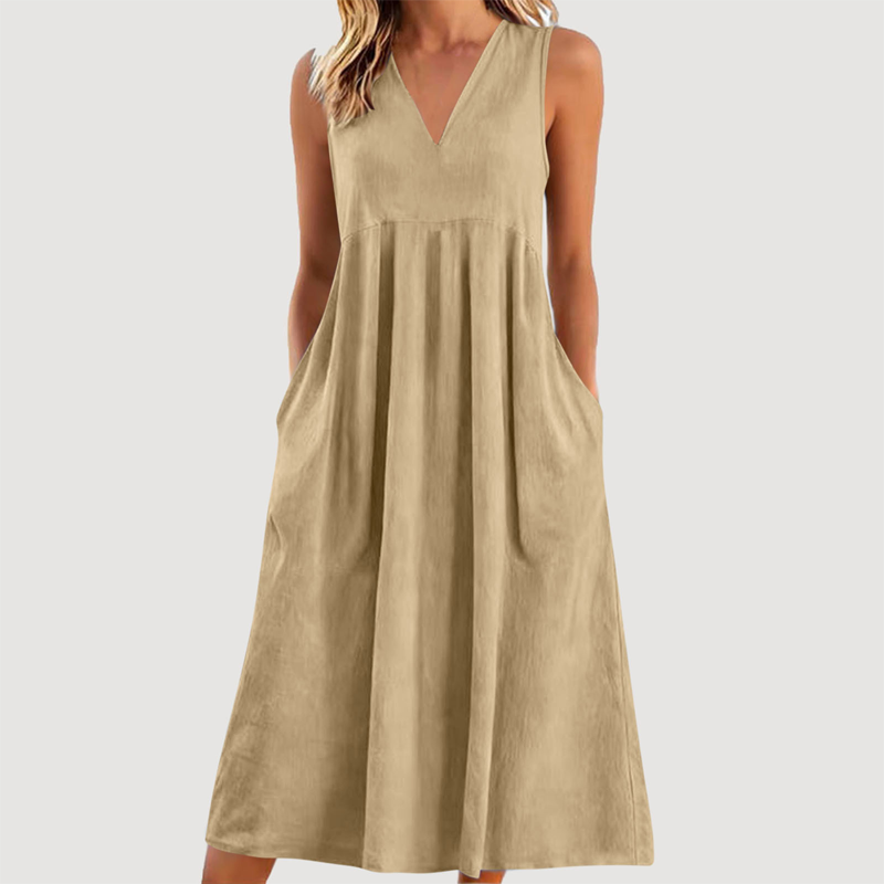 🌟Summer Cool Deal: 49% OFF!!🏖️Women's Casual V-Neck Sleeveless Midi Dress💃