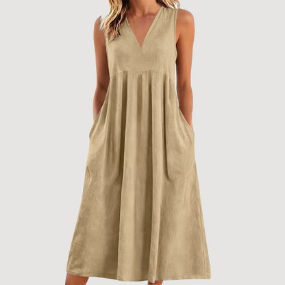 🌟Summer Cool Deal: 49% OFF!!🏖️Women's Casual V-Neck Sleeveless Midi Dress💃