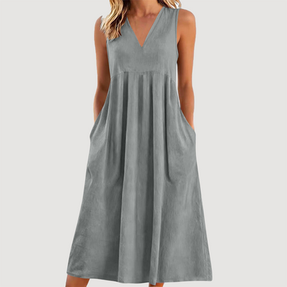 🌟Summer Cool Deal: 49% OFF!!🏖️Women's Casual V-Neck Sleeveless Midi Dress💃