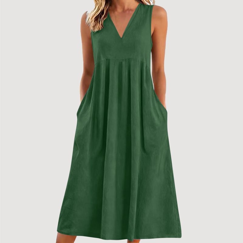 🌟Summer Cool Deal: 49% OFF!!🏖️Women's Casual V-Neck Sleeveless Midi Dress💃