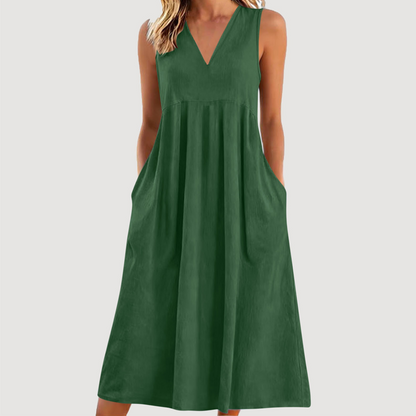 🌟Summer Cool Deal: 49% OFF!!🏖️Women's Casual V-Neck Sleeveless Midi Dress💃