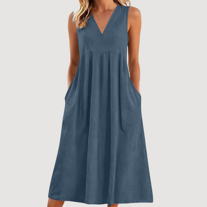 🌟Summer Cool Deal: 49% OFF!!🏖️Women's Casual V-Neck Sleeveless Midi Dress💃