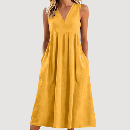 🌟Summer Cool Deal: 49% OFF!!🏖️Women's Casual V-Neck Sleeveless Midi Dress💃