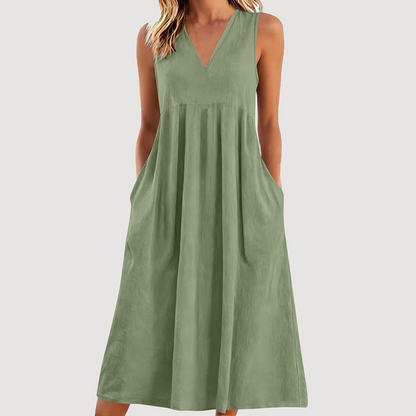 🌟Summer Cool Deal: 49% OFF!!🏖️Women's Casual V-Neck Sleeveless Midi Dress💃