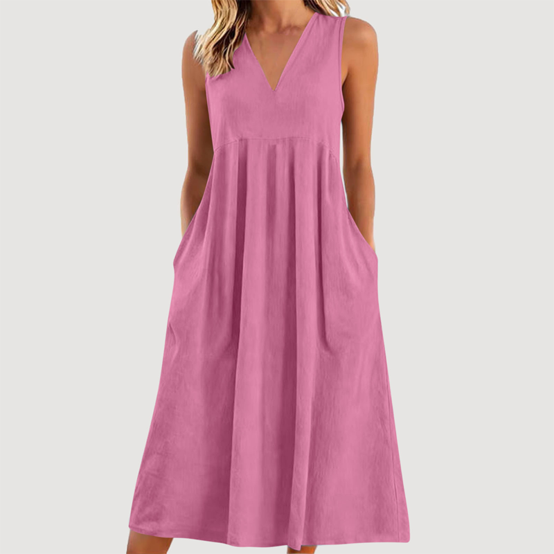 🌟Summer Cool Deal: 49% OFF!!🏖️Women's Casual V-Neck Sleeveless Midi Dress💃