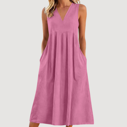 🌟Summer Cool Deal: 49% OFF!!🏖️Women's Casual V-Neck Sleeveless Midi Dress💃