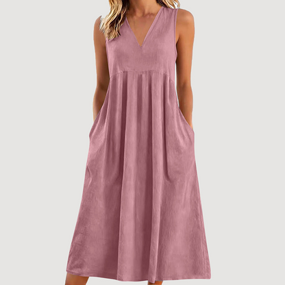 🌟Summer Cool Deal: 49% OFF!!🏖️Women's Casual V-Neck Sleeveless Midi Dress💃