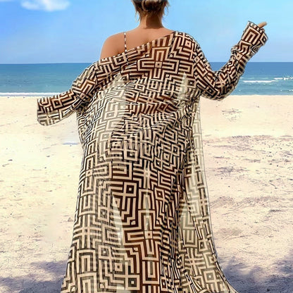 📢📢40% OFF !! ⏰Women's 3-Piece Geometric Print Swimwear Set