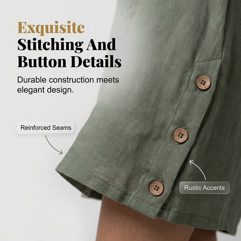 🌿Summer Cool Deal: 49% OFF!!💃☀️Women’s Cotton-Linen Casual Dress – Breathable, Relaxed Fit with Functional Pockets
