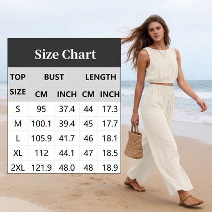 🏖️Summer Cool Deal: 70% OFF!!💃Women's 2-Piece Solid Color Breathable Tank Top & Wide Leg Loose Pants Set