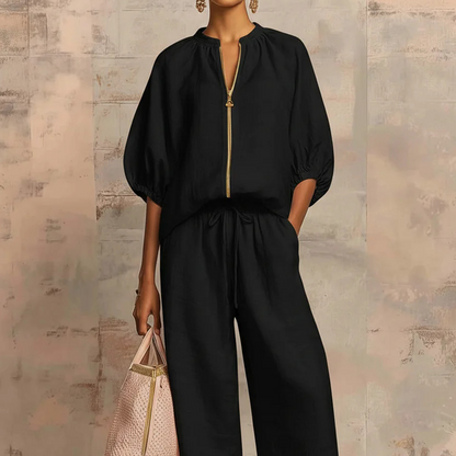 🔥 Hot sale 35% OFF🔥Women's Solid Color 2-Piece Casual Tracksuit Set