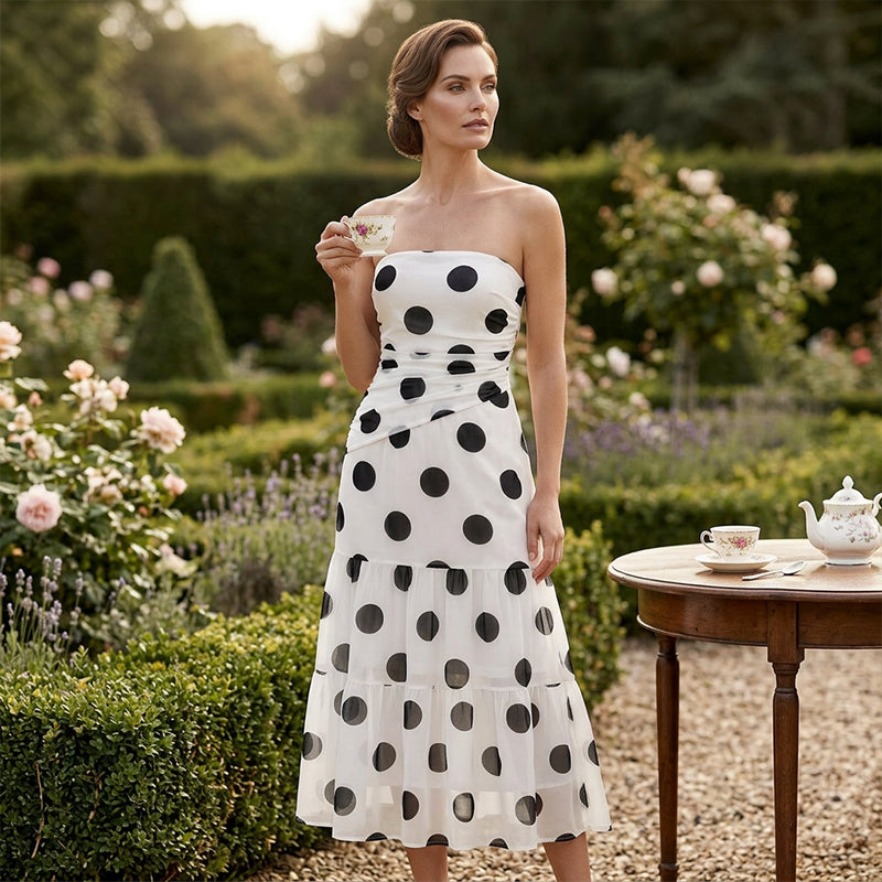 🏖️Summer cool-down deal: 50% OFF!!💕 Polka Dot Strapless Dress - Summer Must-Have! ✨