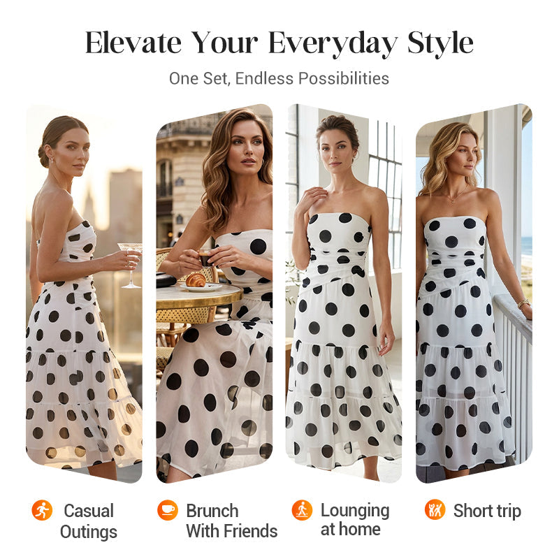🏖️Summer cool-down deal: 50% OFF!!💕 Polka Dot Strapless Dress - Summer Must-Have! ✨
