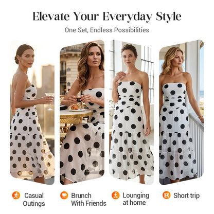 🏖️Summer cool-down deal: 50% OFF!!💕 Polka Dot Strapless Dress - Summer Must-Have! ✨