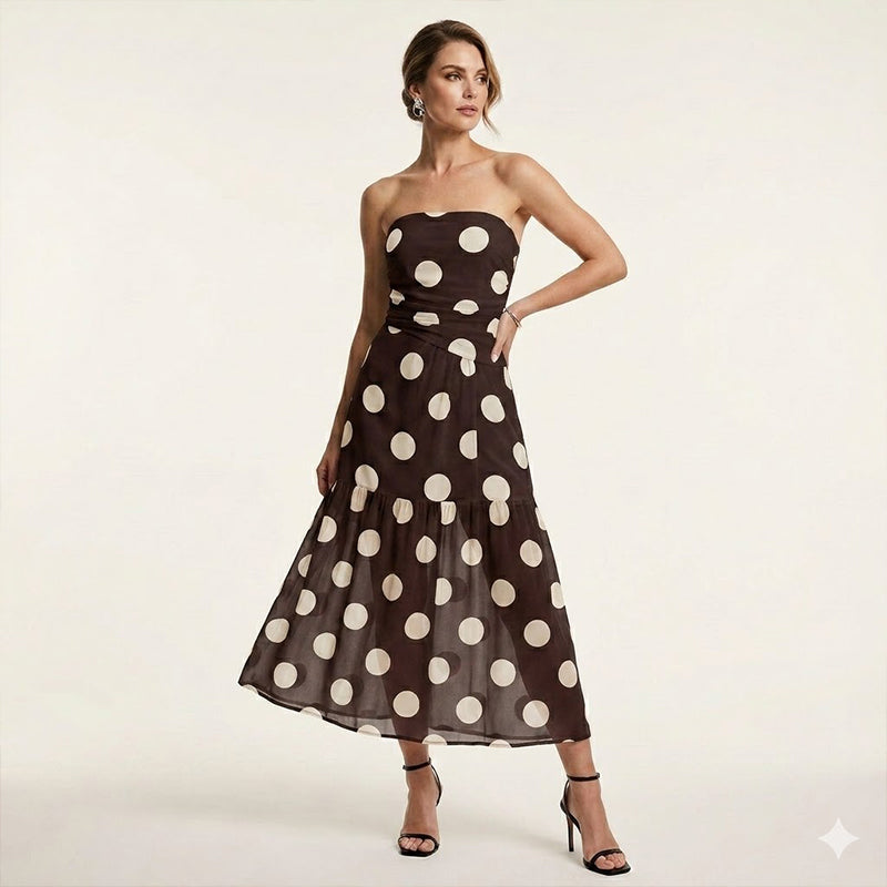 🏖️Summer cool-down deal: 50% OFF!!💕 Polka Dot Strapless Dress - Summer Must-Have! ✨