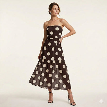 🏖️Summer cool-down deal: 50% OFF!!💕 Polka Dot Strapless Dress - Summer Must-Have! ✨