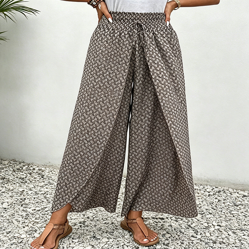 🌷Summer Cool Deal: ONLY ￡14.99!!✨️🎉Women's Printed Wide-Leg Drawstring Trousers
