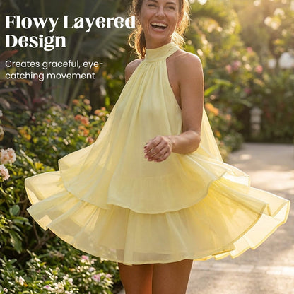 🔥LAST DAY SALE 49% OFF🔥Lumiére™ Women’s Halter Neck Mini Dress – Slim-Fit, Sleeveless & Tie-Back ✨ | Elegant Summer Dress